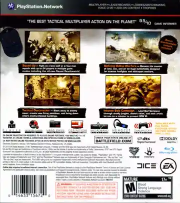 Battlefield - Bad Company 2 (USA) (Beta) box cover back